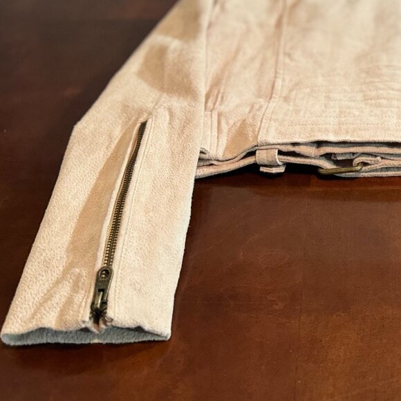 Luxurious VIGOSS - Beige Leather Jacket - Women's Small - NWOT's - Picture 5 of 11